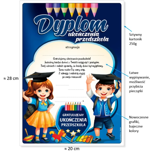 Zestaw Ukończenie Przedszkola (Dyplom, Wesoły Ołówek, Zakładka)