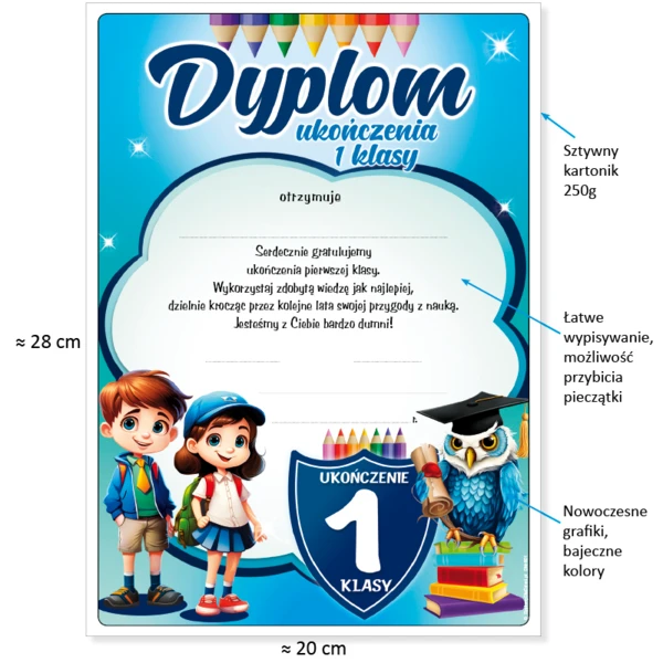 Zestaw Ukończenie 1. Klasy (Dyplom, Wesoły Ołówek, Zakładka)