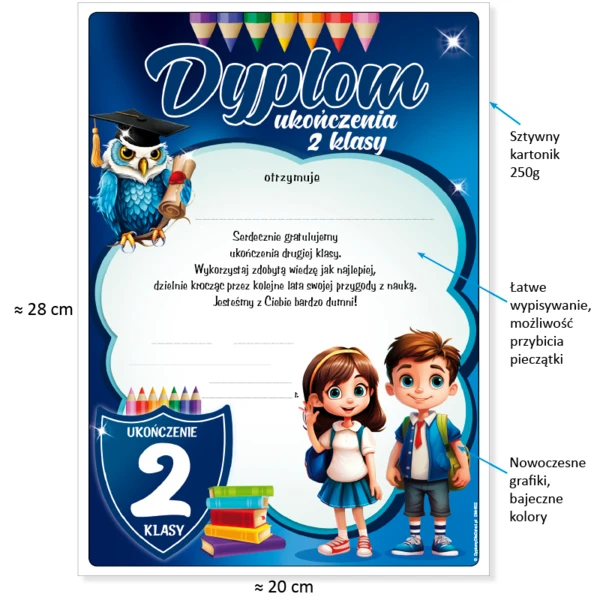 Zestaw Ukończenie 2. Klasy (Dyplom, Wesoły Ołówek, Zakładka)