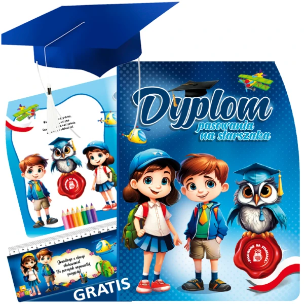 Zestaw Pasowanie na Starszaka (Dyplom, Biret, Zakładka)