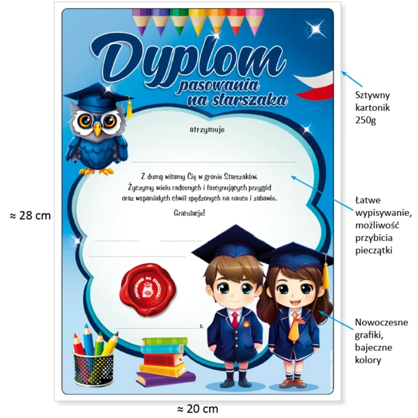 Zestaw Pasowanie na Starszaka (Dyplom A4, Wesoły Ołówek, Zakładka)
