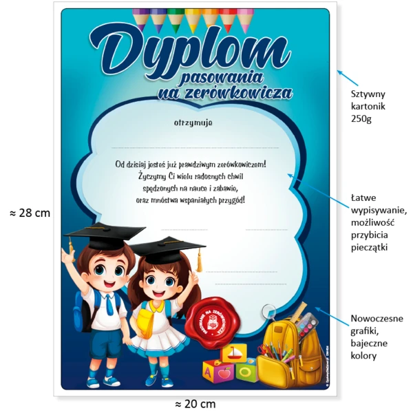 Zestaw Pasowanie na Zerówkowicza (Dyplom, Wesoły Ołówek, Zakładka)