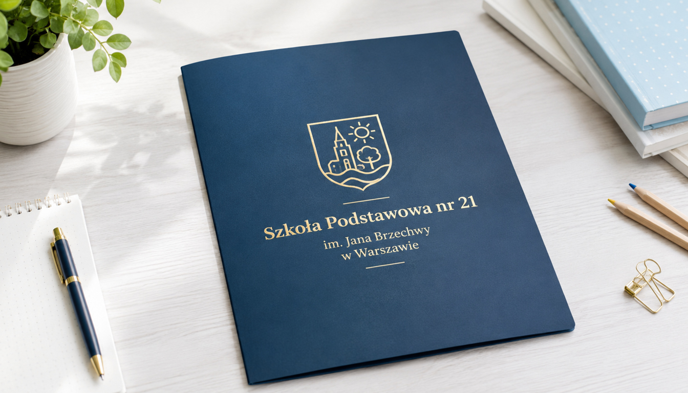 Teczki dla szkół z indywidualnym nadrukiem – elegancka oprawa dokumentów Eleganckie teczki dla szkół z indywidualnym nadrukiem i logo placówki